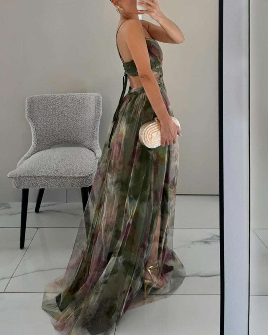 Gisela | Vestido comprido encantador com padrão floral