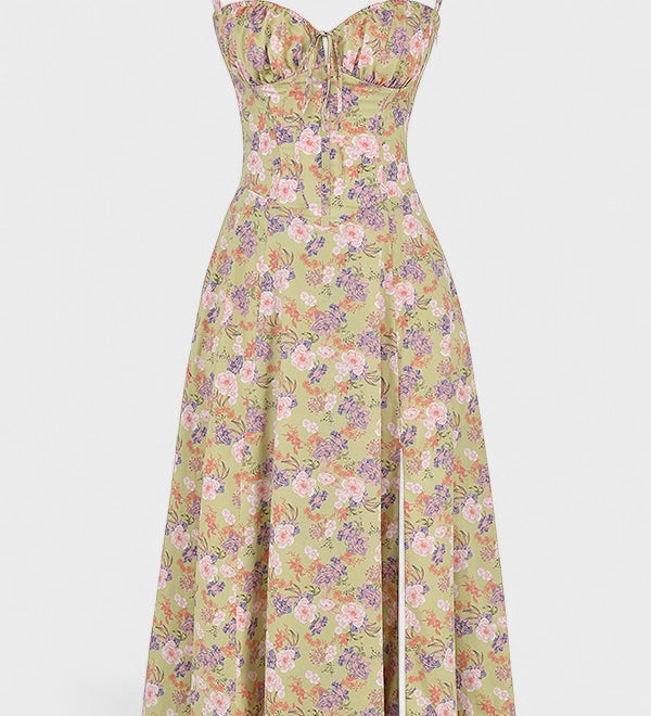 Carolina - Vestido Floral com Corpete Ajustado