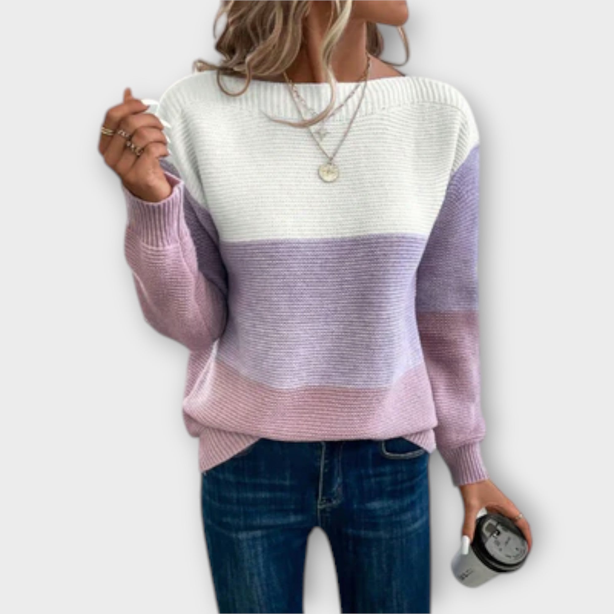 Olívia - Elegante camisola tricolor
