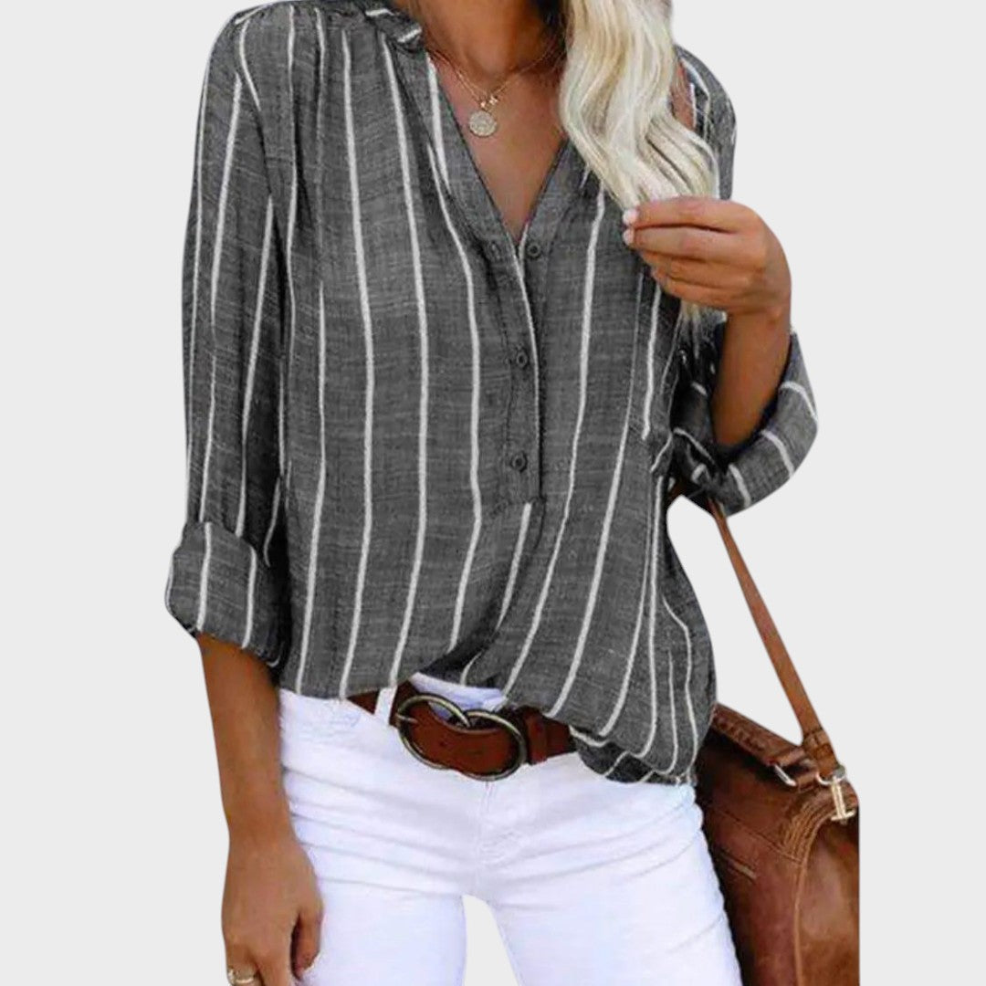 Débora - Blusa artesanal com riscas