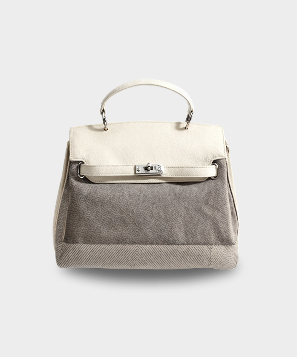 Emilia - Bolsa de lona em pele de vaca