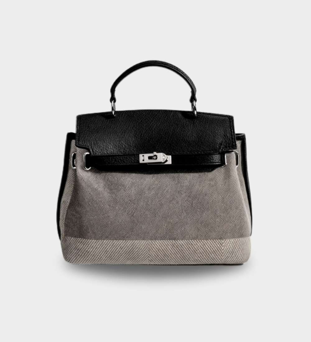 Emilia - Bolsa de lona em pele de vaca