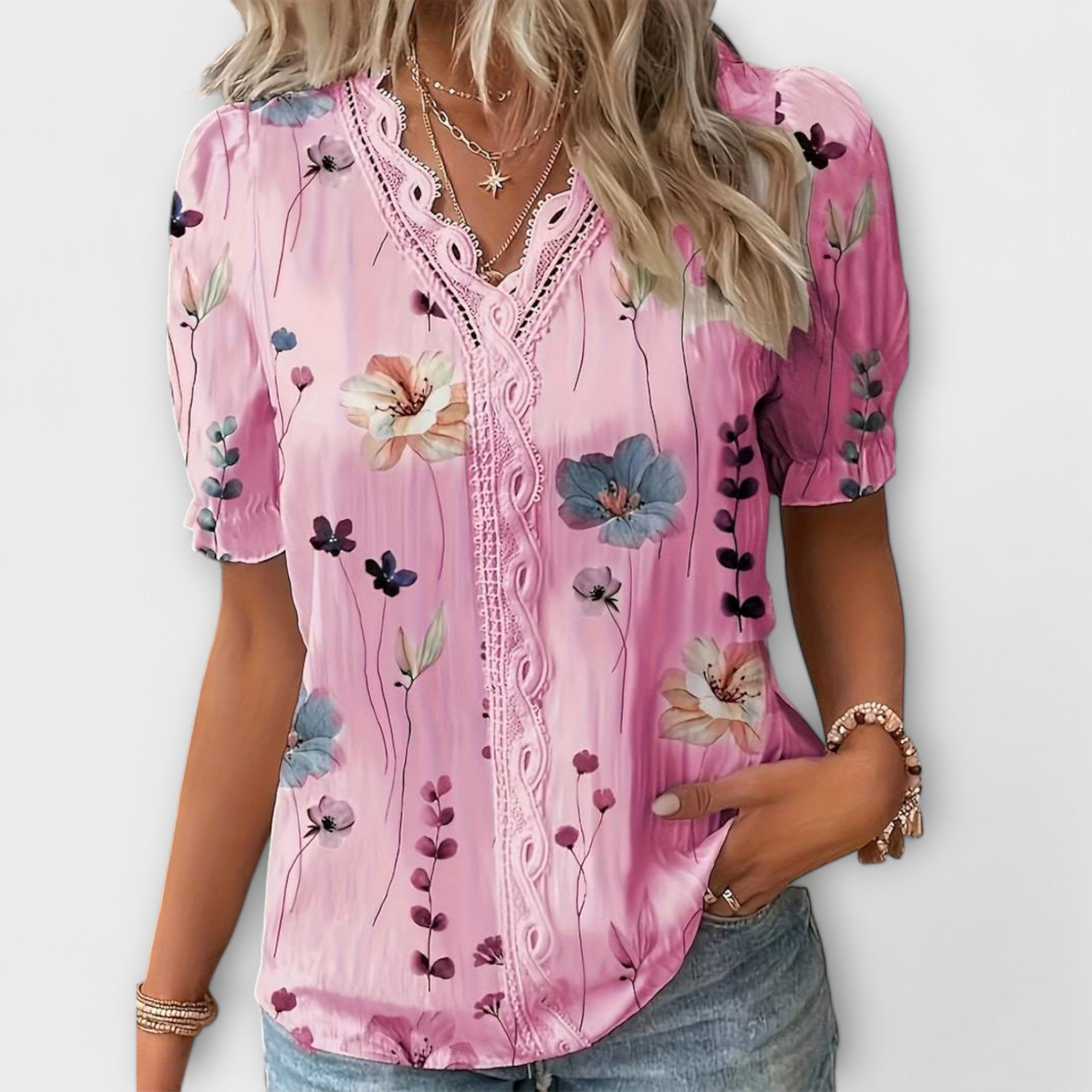 Bruna - Blusa elegante com um decote pontiagudo
