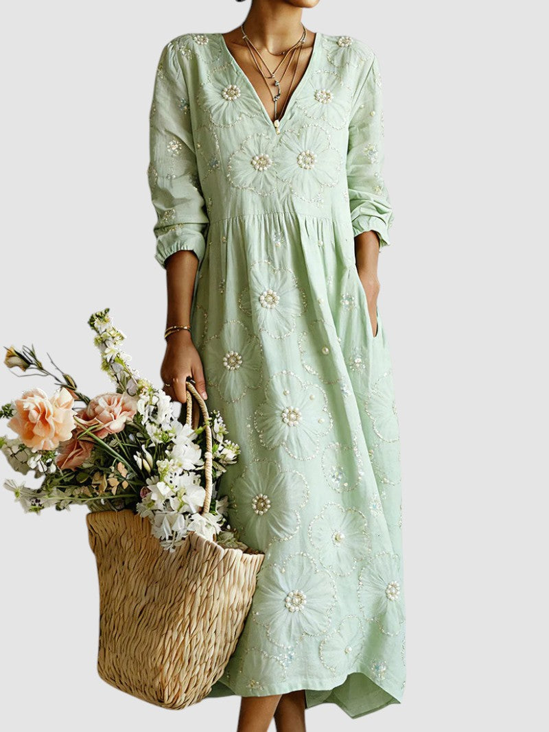 Helena – Vestido Midi Floral Elegante