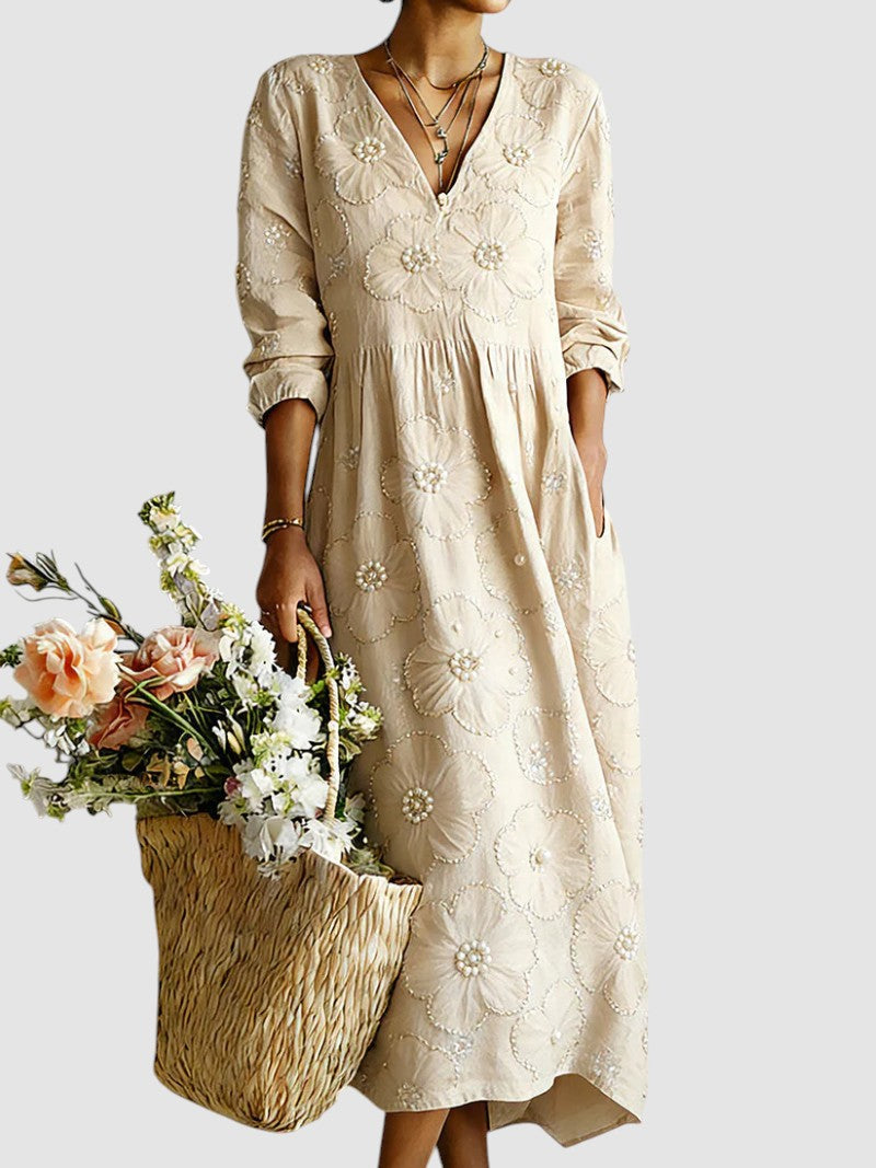 Helena – Vestido Midi Floral Elegante