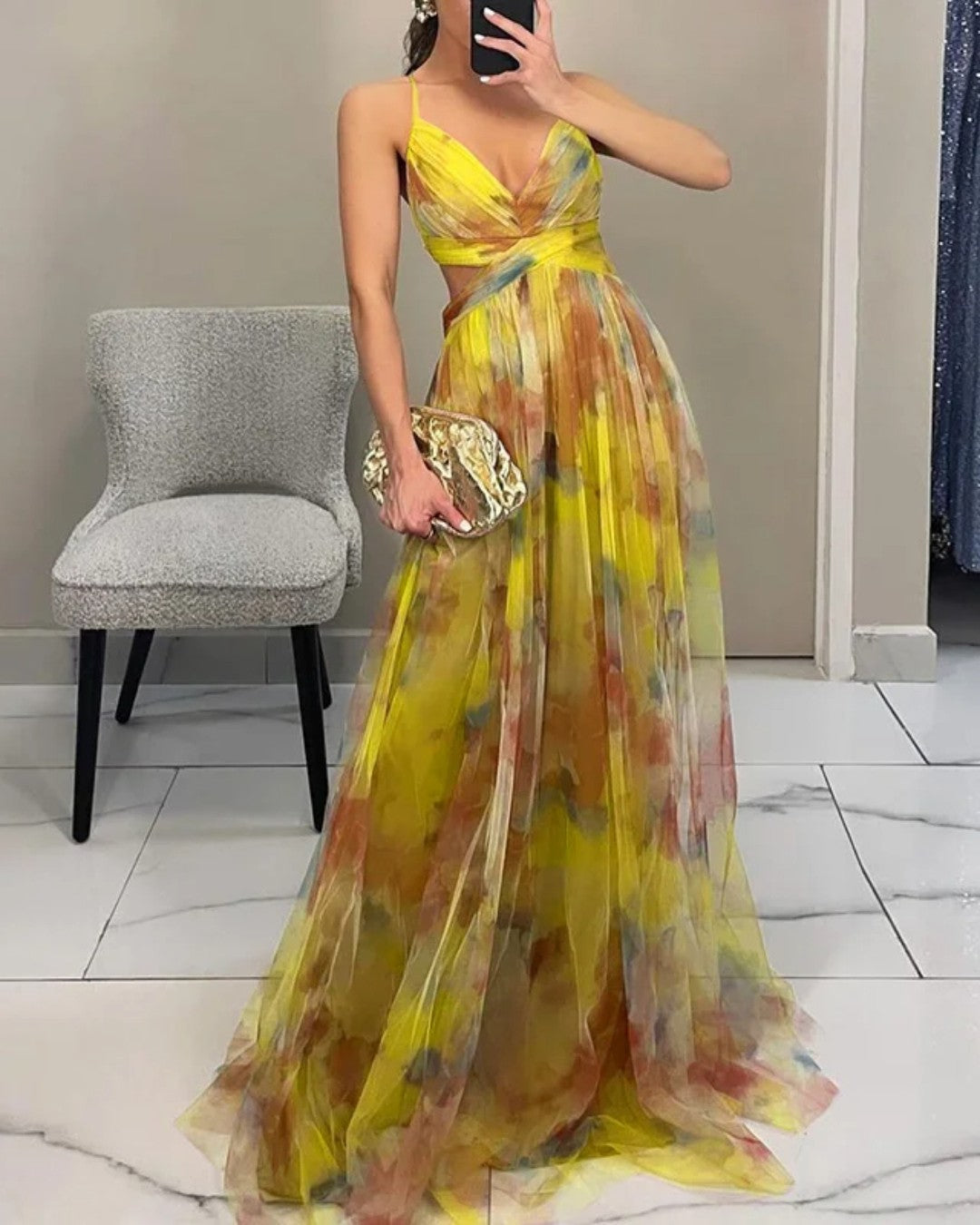 Gisela | Vestido comprido encantador com padrão floral