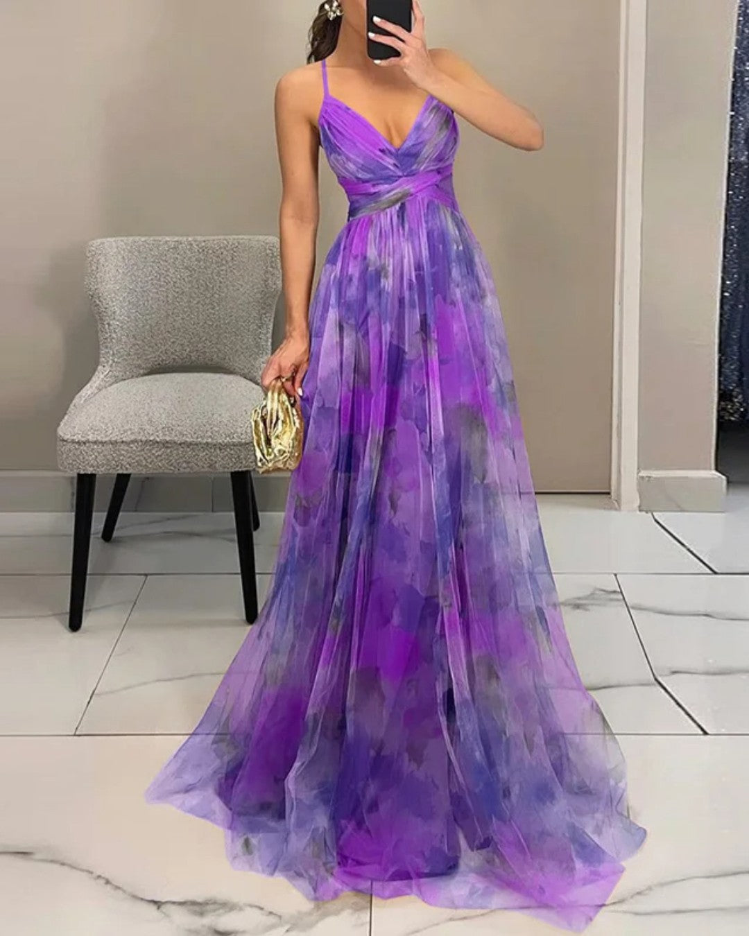 Gisela | Vestido comprido encantador com padrão floral