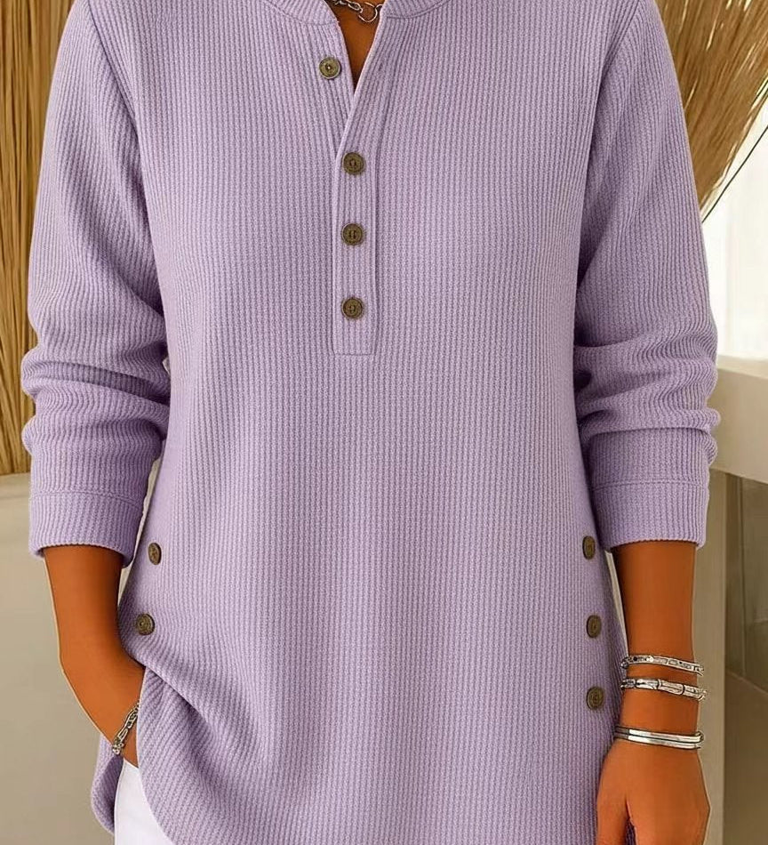 ✨🎅Weihnachtsangebote – Nur für kurze Zeit!⏰Langärmeliges, locker gestricktes Sweatshirt aus einfarbigem Material mit Rundhalsausschnitt für Damen