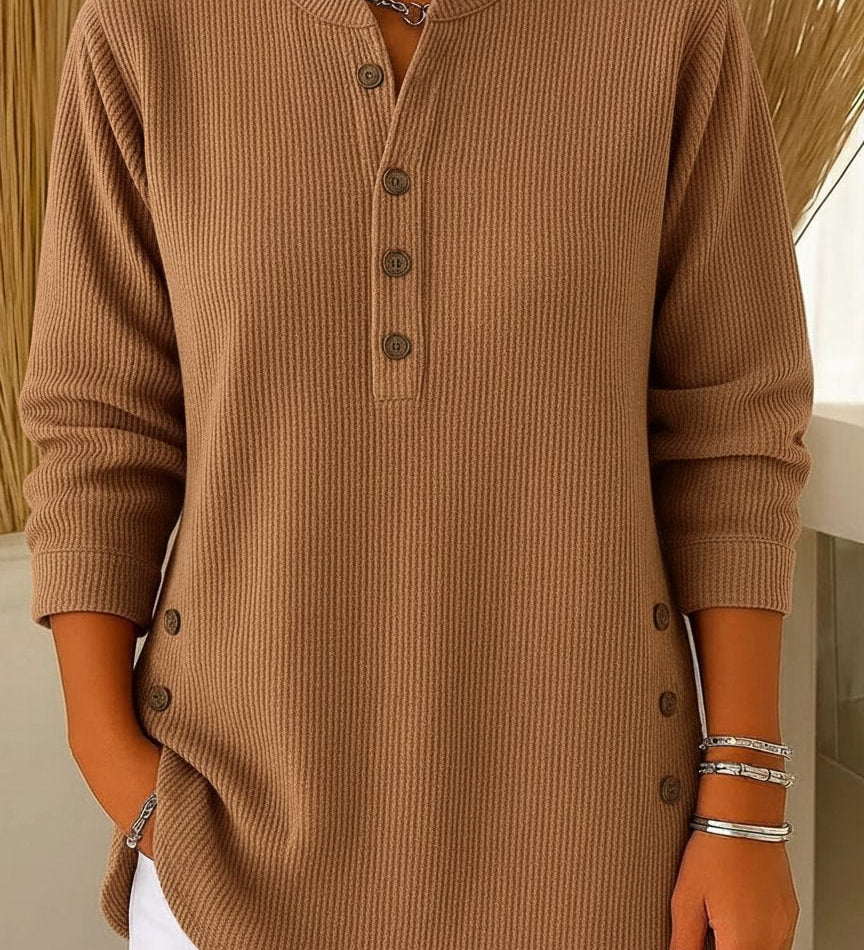 ✨🎅Weihnachtsangebote – Nur für kurze Zeit!⏰Langärmeliges, locker gestricktes Sweatshirt aus einfarbigem Material mit Rundhalsausschnitt für Damen