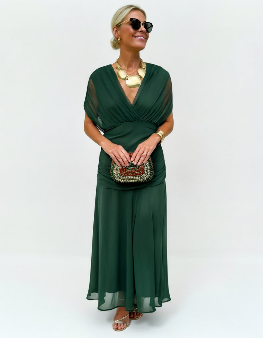 Floribela | Vestido Longo Floral com Decote em V