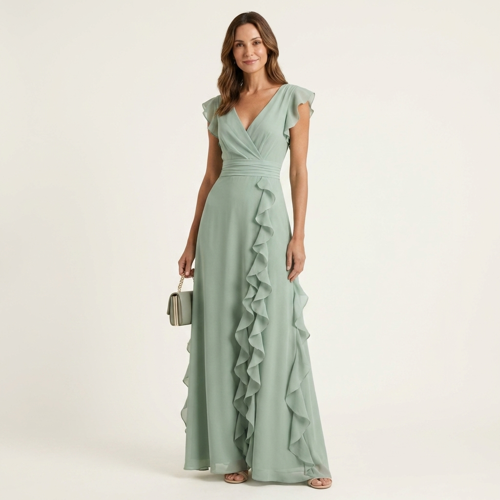 Sofia – Vestido Maxi Elegante com Folhos
