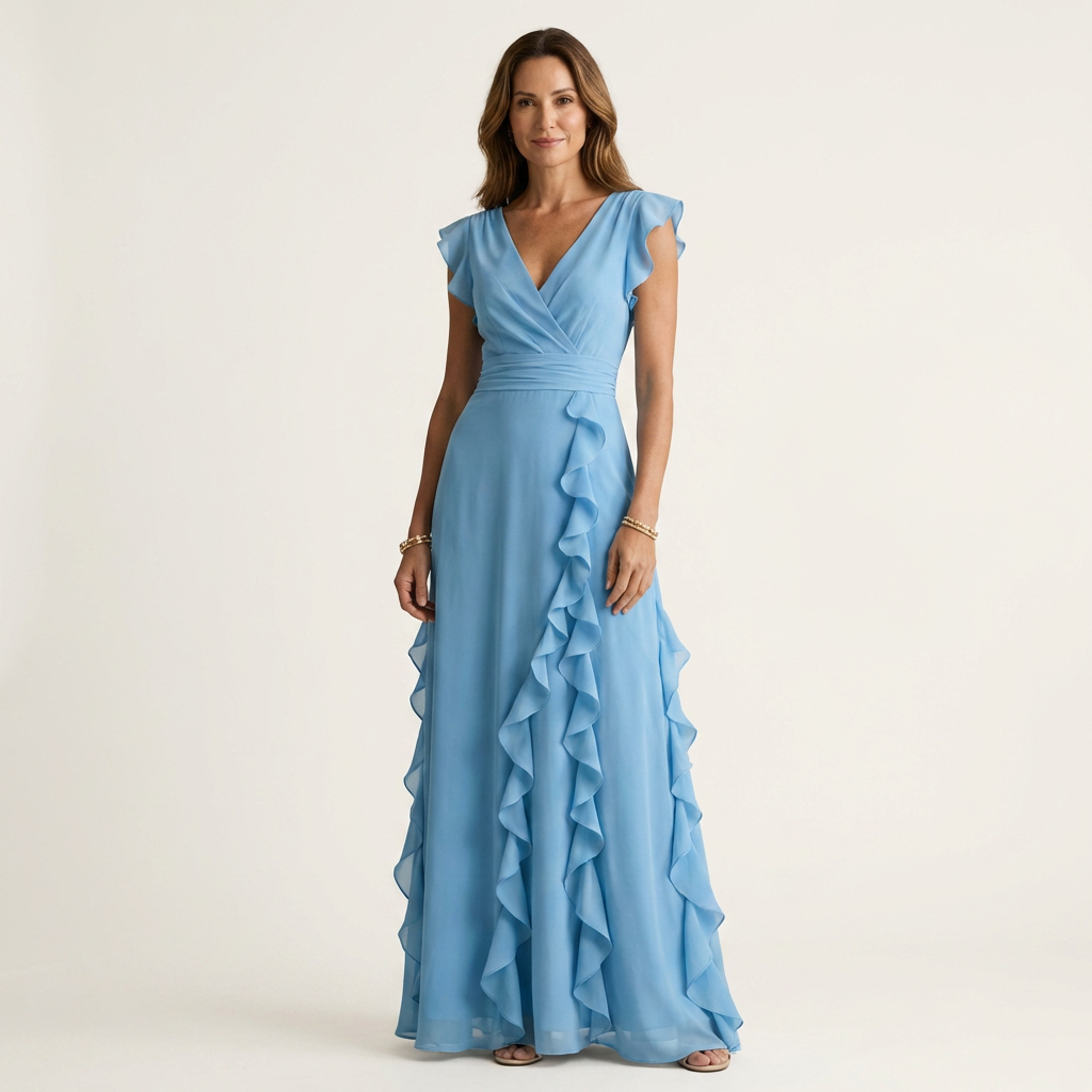 Sofia – Vestido Maxi Elegante com Folhos