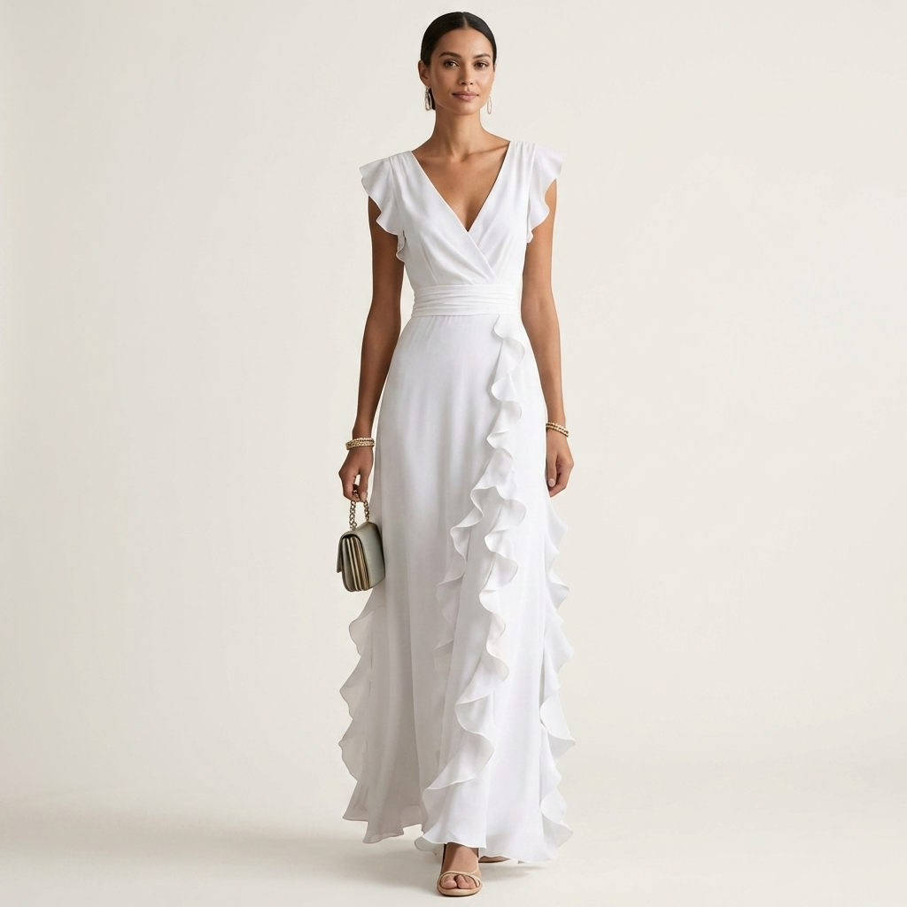 Sofia – Vestido Maxi Elegante com Folhos