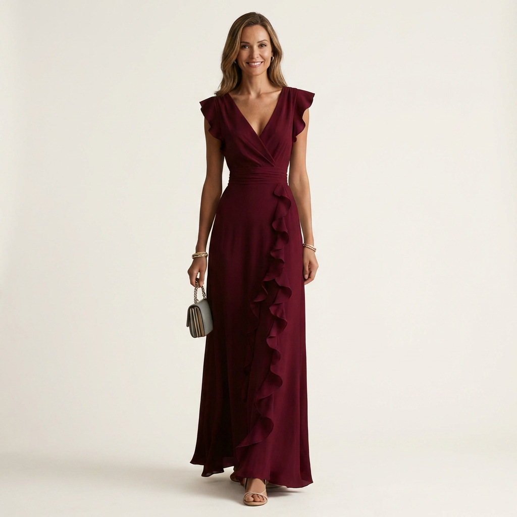 Sofia – Vestido Maxi Elegante com Folhos