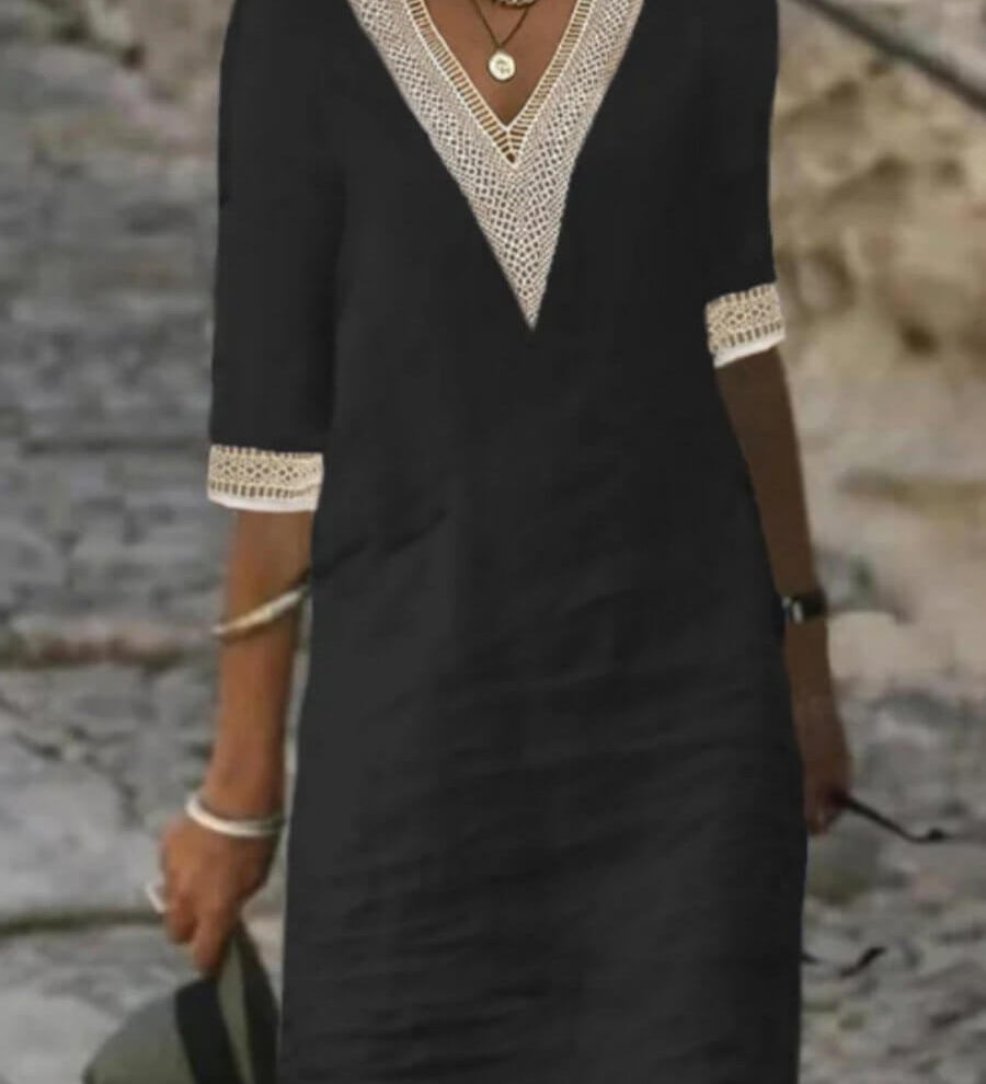 Camila - Vestido Casual de Algodão e Linho