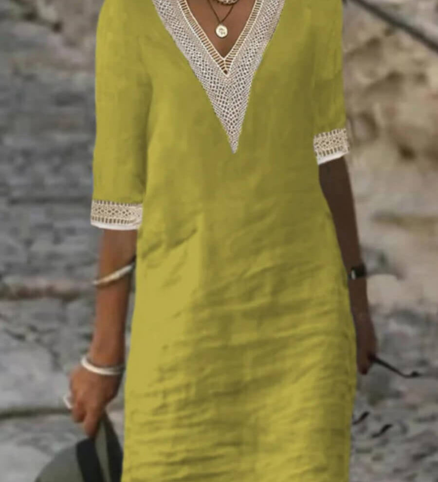 Camila - Vestido Casual de Algodão e Linho