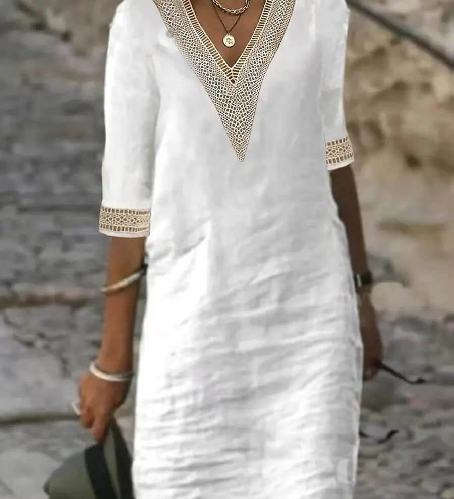 Camila - Vestido Casual de Algodão e Linho