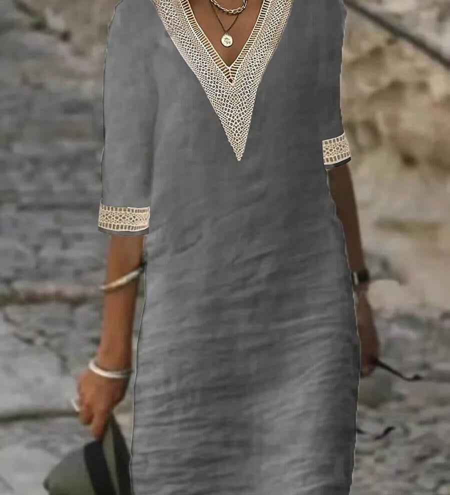 Camila - Vestido Casual de Algodão e Linho