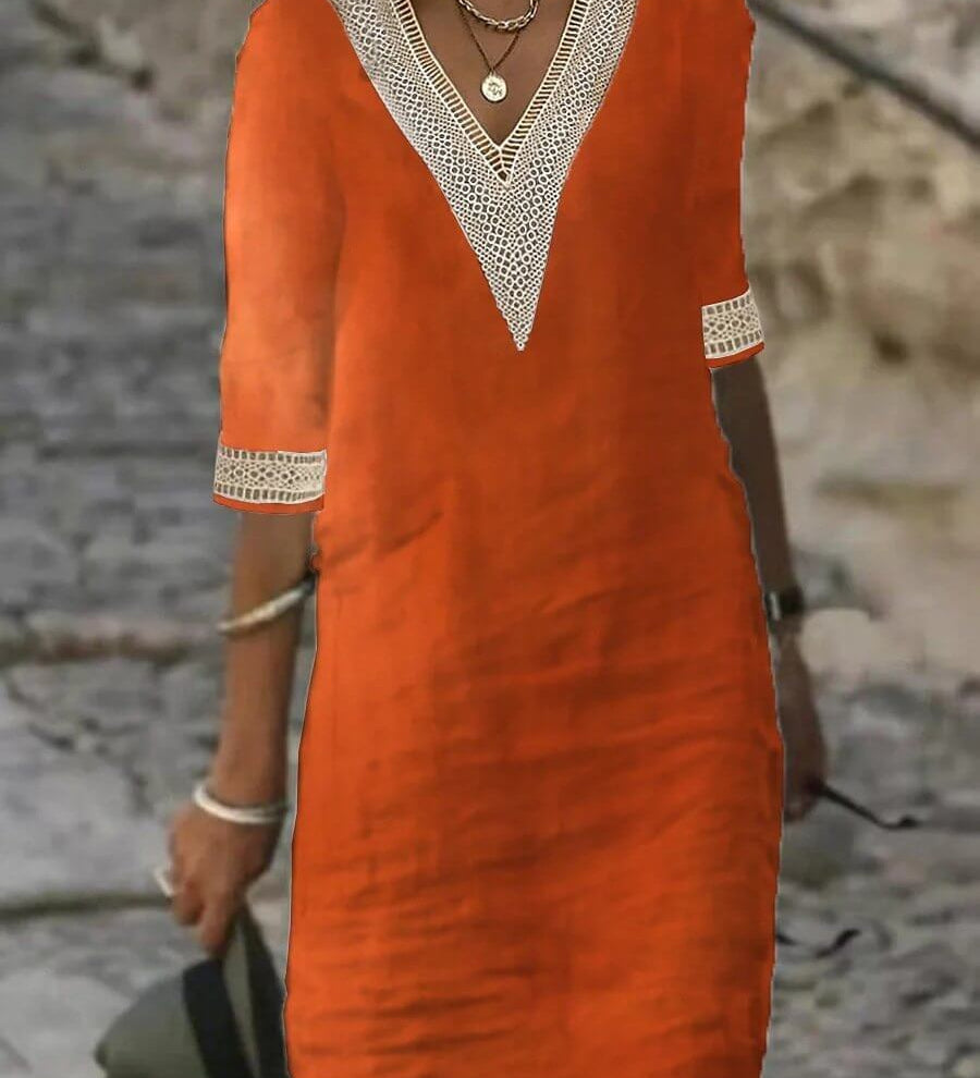 Camila - Vestido Casual de Algodão e Linho