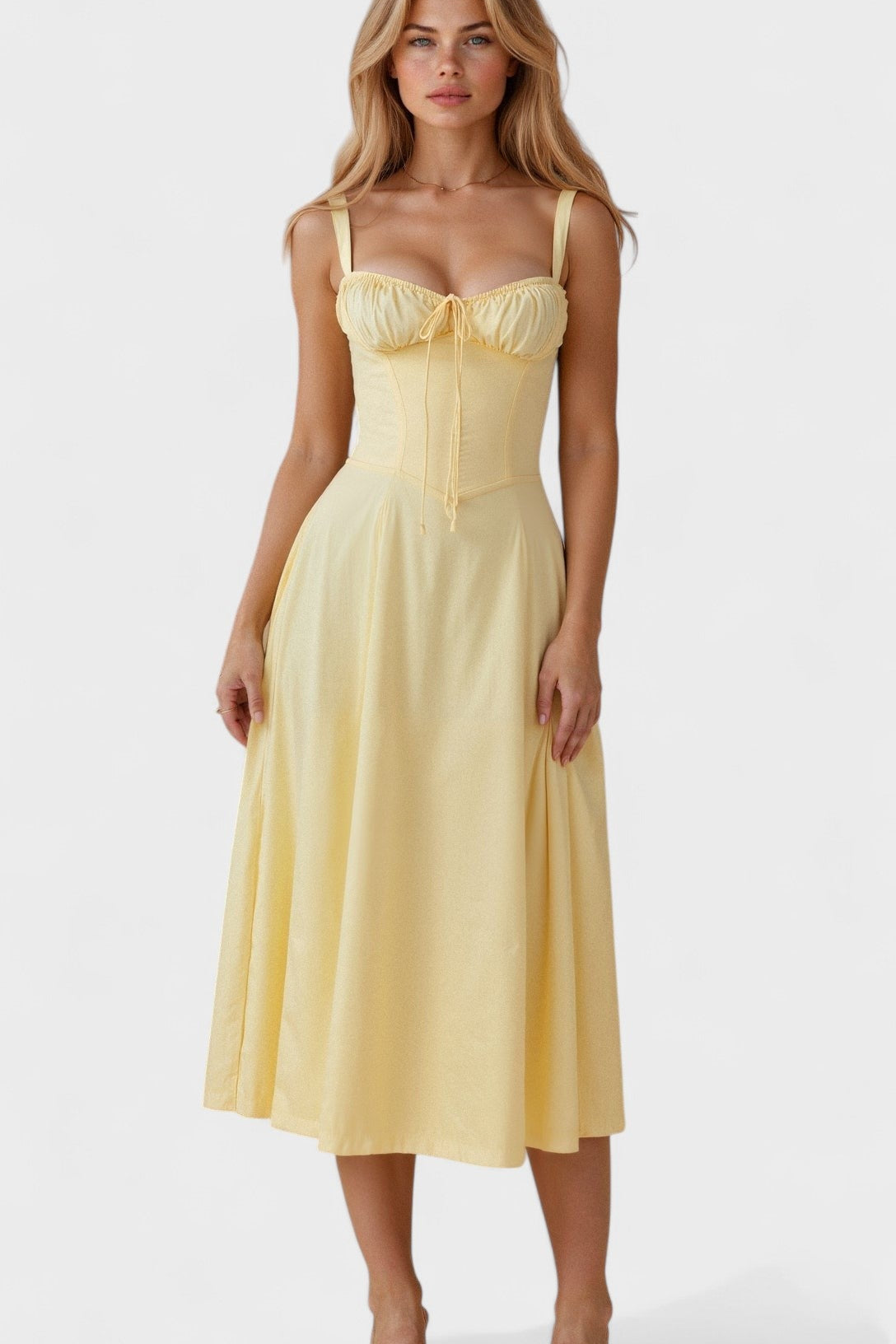 Carolina - Vestido Floral com Corpete Ajustado
