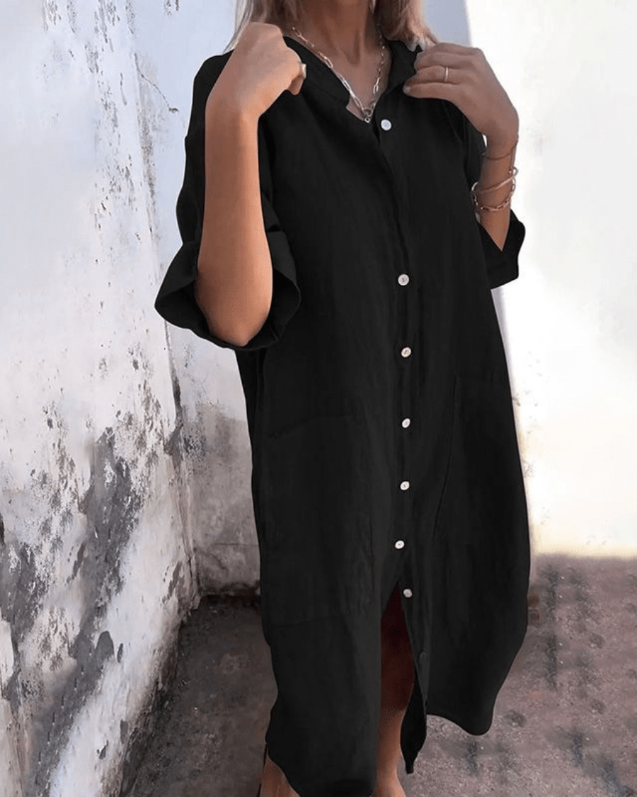 Ana – Vestido Camiseiro Leve e Fluido
