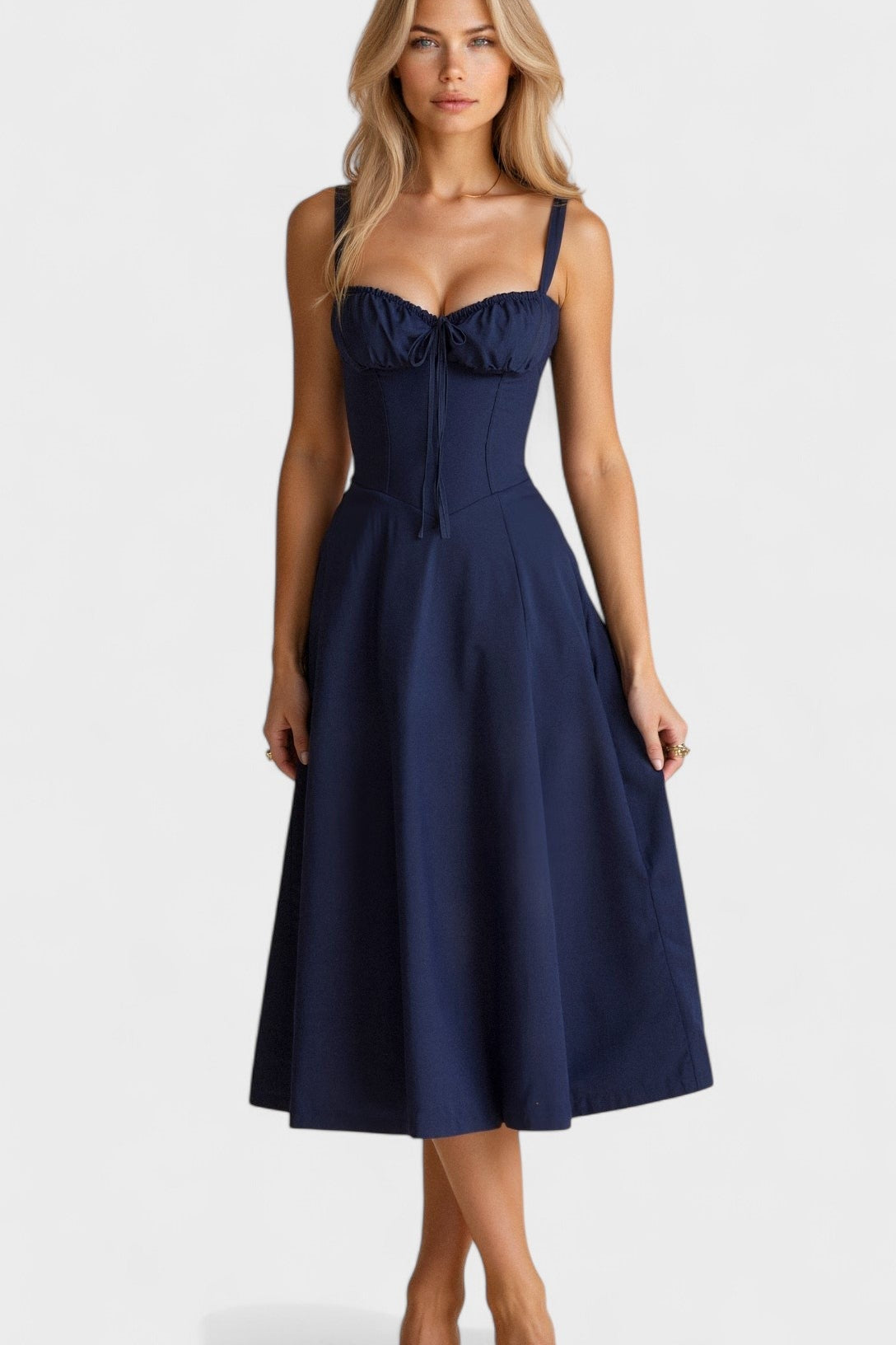 Carolina - Vestido Floral com Corpete Ajustado
