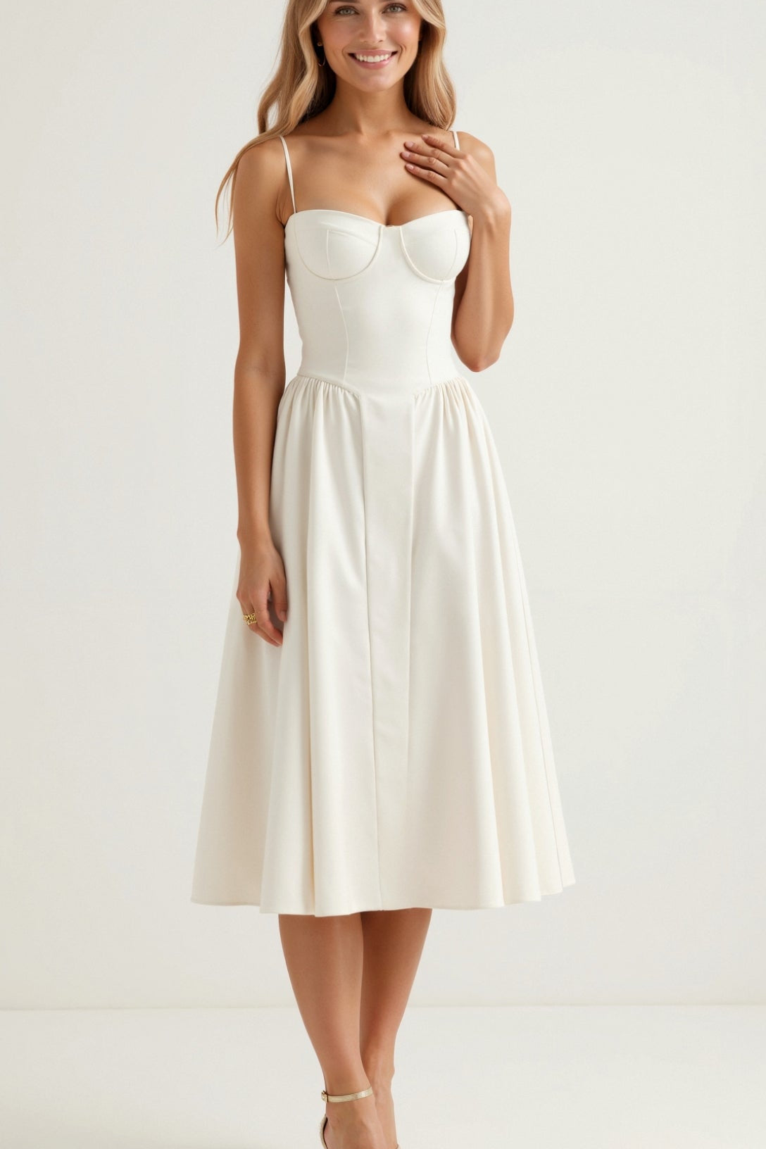 Odette Élégance | Vestido midi com corpete estruturado