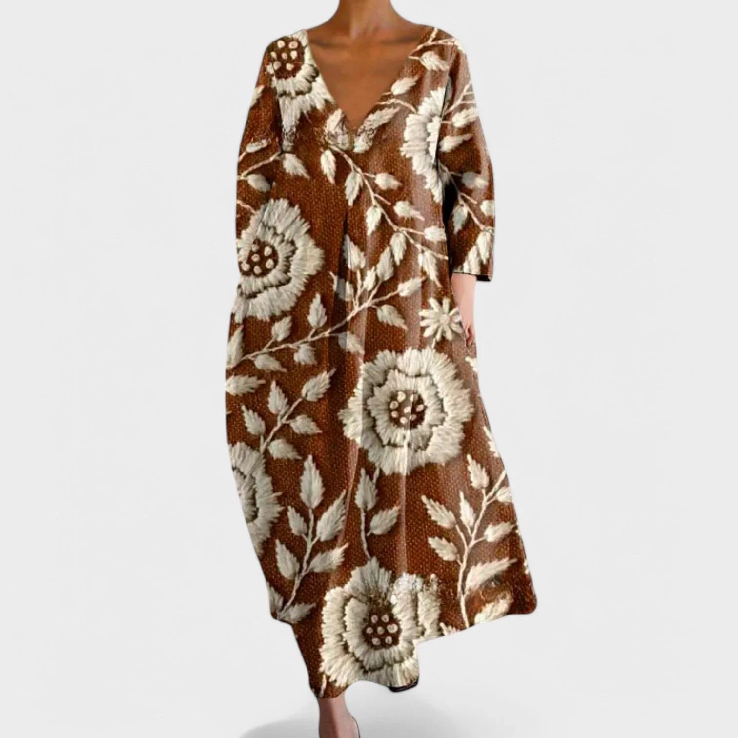 Ana - Vestido colorido com decote em V