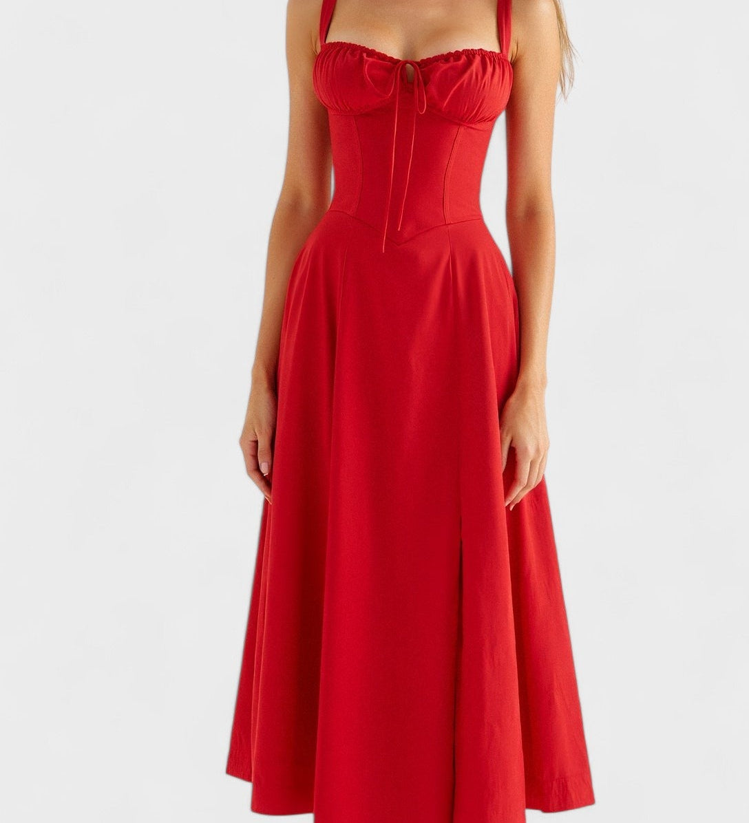 Carolina - Vestido Floral com Corpete Ajustado