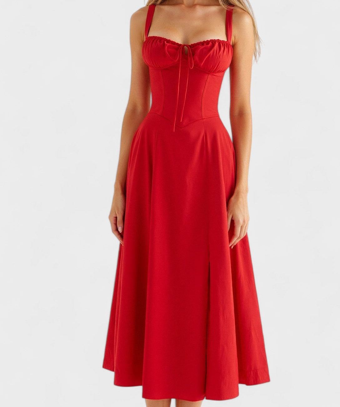 Carolina - Vestido Floral com Corpete Ajustado