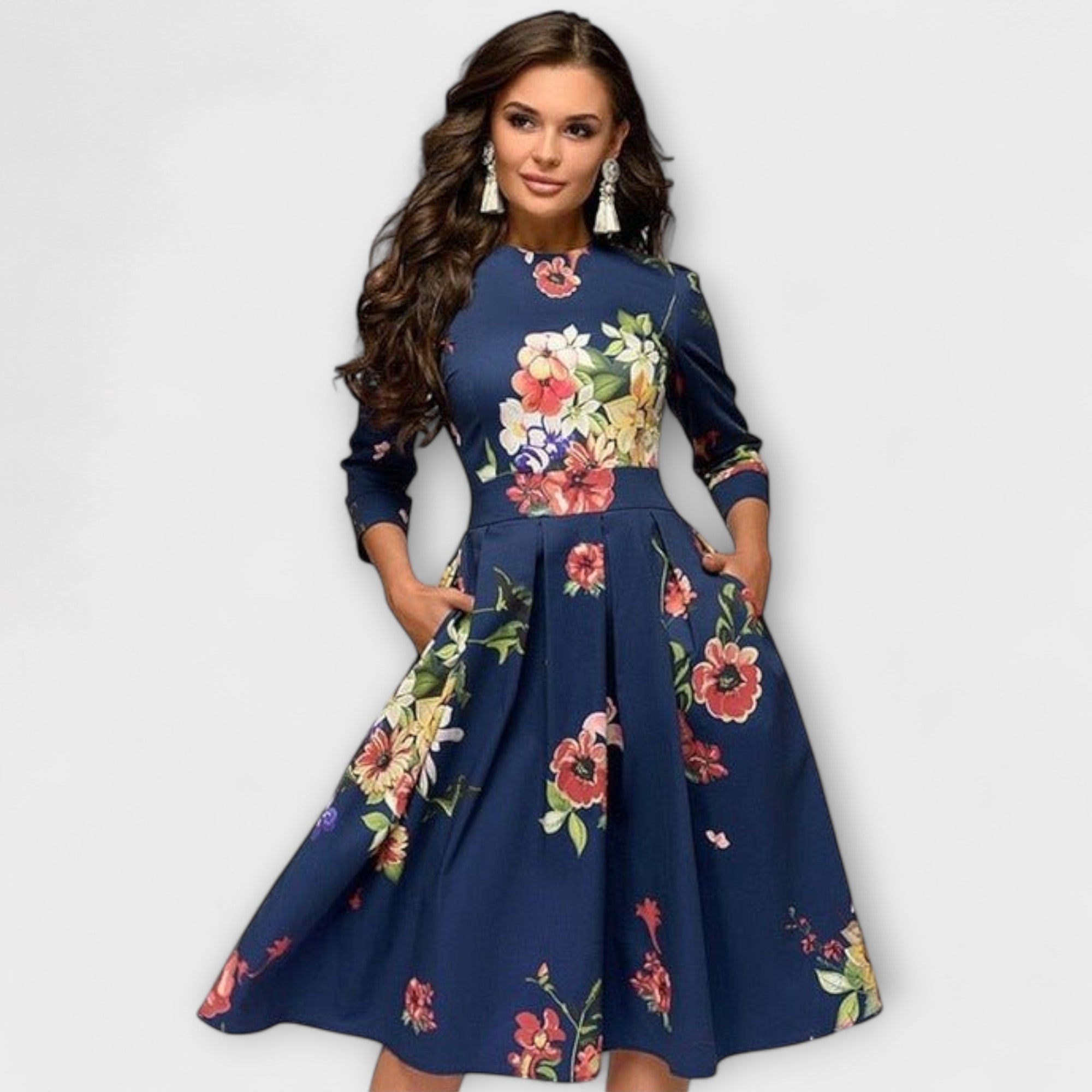 Carolina - Vestido elegante pelo joelho