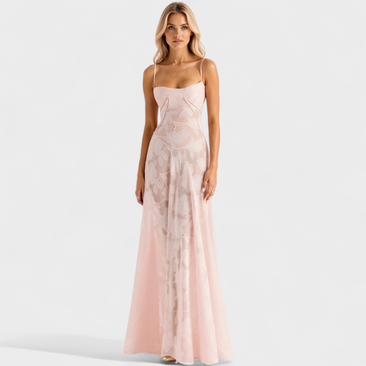 Verona - Vestido maxi em renda floral